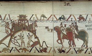 Hertugen av Bretagne overgir til hertugen av Normandie nøklene til byen ved enden av et spyd. av Unknown artist