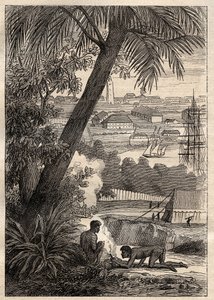 The Expedition to the Southern Lands (1800-1803) av Nicolas Baudin (1754-1803): View of Sydney (Australia) - illustrasjon fra "The Great Mariners of the 18th century"" av Unknown artist