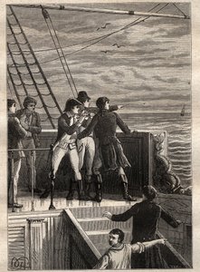 The Expedition to the Southern Lands (1800-1803) av Nicolas Baudin (1754-1803): sjømenn utenfor New Holland (Australia) rapporterer om et slør i horisonten - illustrasjon hentet fra "The Great Mariners of the 18th century" av Unknown artist