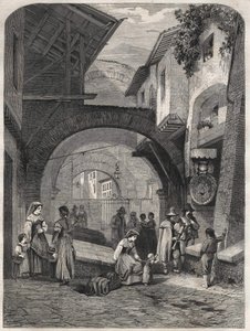 The Ghetto in Rome in the 19th century, engraving. av Unknown artist