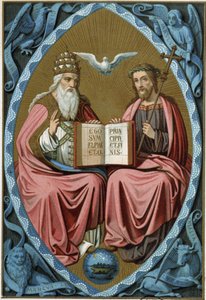 Den hellige treenighet - chromo.1800-tallet, etter en lege fra 1400-tallet av Unknown artist