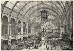 Den internasjonale utstillingen i Amsterdam 1869 - Innvendig utsikt over det internasjonale utstillingspalasset av Unknown artist