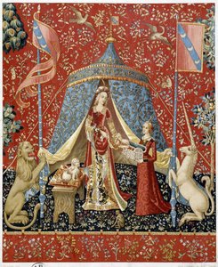Damen med enhjørningen. Reproduksjon av et billedvev som dateres tilbake til 1500 - faksimile av Unknown artist