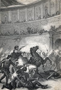 Massakren i Thessalonica i 390. Gravering 1884 av Unknown artist