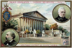 Nasjonalforsamlingen og portretter av Gambetta og Thiers - chromo. Liébig, deb. Det 20. århundre av Unknown artist