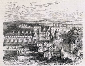 Palais des Tournelles, overfor Hotel Saint Paul - gravering, sent på 1800-tallet av Unknown artist