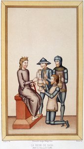 Dronningen av Saba - i "" Sumptuary Arts, History of Costume and Furniture"" av Unknown artist
