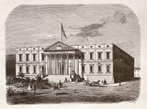 Det spanske parlamentet (Congresso de los diputados), Madrid. Gravering 1800-tallet. av Unknown artist