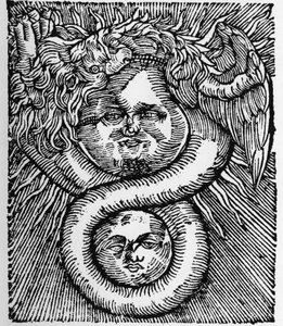 Solen og månen: forent av dragen - Gravering fra arbeidet til Basil Valentine "The Azoth of the Philosophers"". Paris av Unknown artist