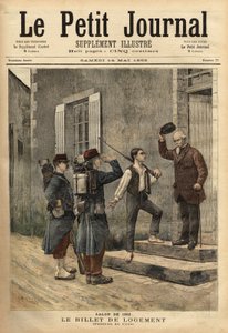 Innkvarteringsbilletten, som løper under Napoleon-perioden, leveres av hæren til sine soldater, og bærer navnet og lokaliteten til en bestemt anklage til hebergersoldater i felten. Gravering etter et maleri av Cres, i "" Le petit journal av Unknown artist
