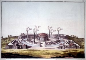 Den gamle byen Nineve, den eldgamle byen Assyria, som viser den imaginære utsikten over et assyrisk palass. av Unknown artist
