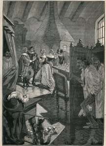 Glasskunsten: glassmakerne. Gravering fra 1885 i "" Les arts et metiers illustres"" av Adolphe BITARD. av Unknown artist