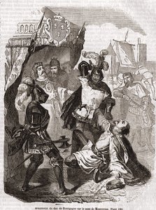 The assassination of the Duke of Burgundy (Jean sans peur) on the bridge of Montereau - in “Histoire de France”” by Anquetil, Paris av Unknown artist