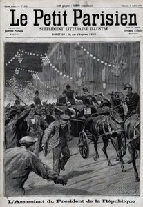 Attentatet på republikkens president Sadi Carnot (1837-1894) av den italienske anarkisten Sante Caserio 24. juni av Unknown artist
