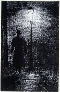 Atmosfæren i Londons gater om natten, sent på 1800-tallet av Unknown artist