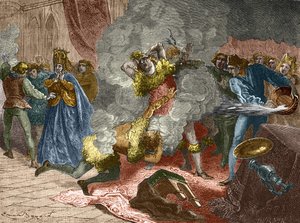 Ballen til de glødende eller villmennene: i anledning bryllupet til en dame av Isabeau (Isabella, Elizabeth) fra Bayern den 28. januar 1393, forkledde kongen seg og lenket seg til fire andre hoffmenn. Hans bror, hertugen av Orlé av Unknown artist