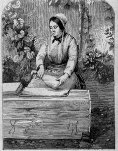 Tapping av champagnevin. Gravering fra 1864. av Unknown artist