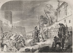 Brenningen av biskopene Nicholas Ridley og Hugh Latimer på bålet nær portene til Balliol College, Oxford, England av Unknown artist