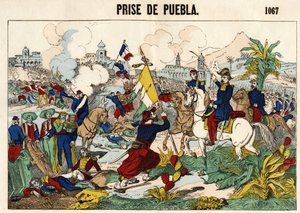The capture of Puebla on May 17 av Unknown artist