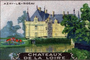 Slottene i Loire: slottet Azay-le-Rideau, begynnelsen av 1900-tallet (kromo) av Unknown Artist