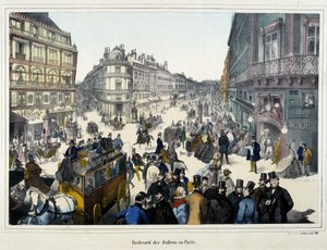 Publikum på boulevard des Italians - gravering av Unknown artist