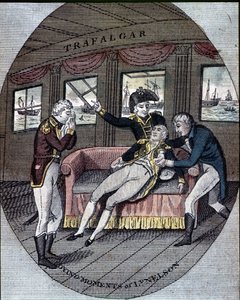 Admiral Nelsons død, slaget ved Trafalgar, ombord på skipet hans, "Victory" (21. oktober av Unknown artist