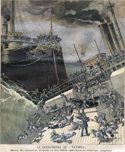 Katastrofen til slagskipet "Victoria" i 1893. Admiral Tryon og 359 offiserer og engelsk sjømann døde av Unknown artist