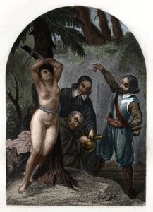 Dragonnadene i Cevennene under Ludvig XIV (1643-1715), forfølgelse av protestanter. Gravering fra 1842 i «Histoire des popes»» av Maurice Lachatre. Privat samling. av Unknown artist