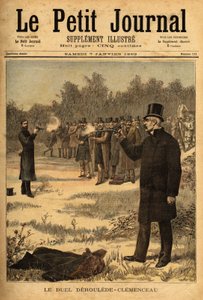 Duellen med pistolen (forbudt i Frankrike siden 1626) mellom deputerte Paul Deroulede (1846-1914) og Georges Clemenceau (1841-1929), ingen skade. Gravering i "" Le petit journal"" 7/01/1893. Selvas samling. av Unknown artist
