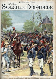 The fete of July 14: Commander Marchand has the head of Senegalese riders. Engraving in “” Le sun-du-dimanche””, July 23 av Unknown artist