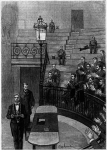 The grand amphiteatrician of the Faculty of Medicine of the Latin Quarter in Paris. Engraving in the journal “” La jeunesse”” av Unknown artist