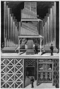 The great organ of Crystal Palace in London. av Unknown artist