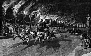 Den menneskelige fakkelen til Neron (Nerone 37-68) i sirkuset. av Unknown artist