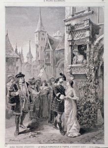 Den siste scenen av The Fair Maid of Perth, opera av Georges Bizet, på Teatro Argentina i Roma av Unknown artist