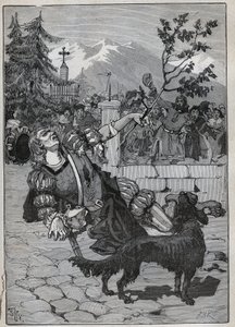 Lindetreet i Fribourg: en soldat fra Helvetic Confederation kom til Fribourg for å kunngjøre Sveits seier mot Karl Temeraire i slaget ved Morat 22. juni 1476 med en lindegren fra slagmarken. Soldaten døde a av Unknown artist