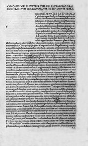 Livene til berømte menn. Side i boken til Plutarch di Cheronee, også kalt "" Paralleles Lives"". 1495. av Unknown artist