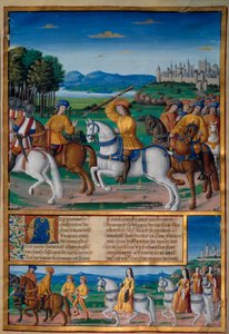 Galskapen til Karl VI (1368 - 1422). 5. august 1392, i Le Mans-skogen, begynte han å oppleve angrep av rasende galskap: Han skrek etter forræderi, angrep sin egen tropp og drepte fire mennesker. Chronicles of Enguerrand de Monstrelet (v. 1400 av Unknown artist