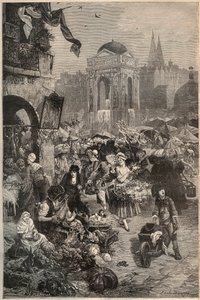 Marsjen og fontenen til de uskyldige, Paris på 1700-tallet - gravering av 1800-tallet av Unknown artist