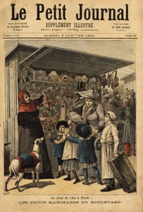 Kjøpmennene og deres boulevard vises på årets dag i Paris. Gravering i "" Le petit journal"" 2/01/1892. Selvas samling. av Unknown artist