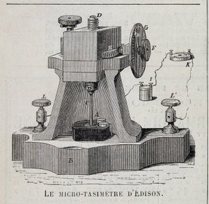 Mikro-tasimeteret til Edison - gravering, sent på 1800-tallet av Unknown artist