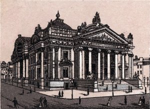 Den nye børsen i Brussel i Belgia i "Verden illustrerer 168 visninger"" Udatert (slutten av 1800-tallet) av Unknown artist