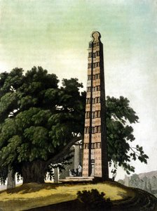 Obelisken til Axum (Aksoum) brakt til Roma av italienerne i 1937. Il Costume antico e moderno, Jules Ferrario, Milano 1820. av Unknown artist