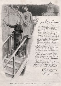 Maleren Puvis de Chavannes (1824-1898) opptar maleri - allegori av M. Merwart med en poesi av Clovis Hugues av Unknown artist