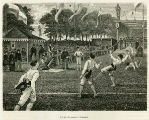 Palmespillet har Franeker (Nederland). Gravering for å illustrere historien La Frise, basert på et forhold til en nederlandsk avis, i le tour du monde 1886, regissert av Edouard Charton (1807-1890), Hachette, Paris. av Unknown artist