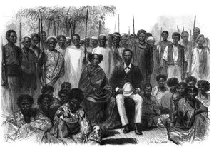 Dronningen av Sakalaves, Anarina og hennes ektemann av howa-opprinnelse, kom under beskyttelse av Frankrike under ekspedisjonen fra Madagaskar. Gravering i "" Le Monde Illustré"" av Unknown artist