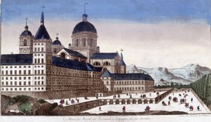 Det kongelige escurialklosteret (Escorial) i Spania, sett bakfra. av Unknown artist