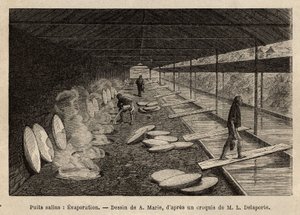 Saltbrønnene til Ho-Boung (Ho Boung), de åpne galleriene på fjellsiden, 20 meter dype, er støttet av trerammer, vannet føres av bambuskanaler inn i marmortrau, hver tilsvarer en ovn, hvor saltvann er konsentrert for av Unknown artist