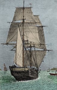 Skipet "Beagle" (ekspedisjon der Darwin deltok som naturforsker av Unknown artist