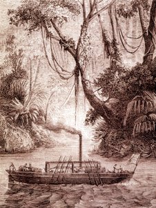Dampbåten til John Fitch, amerikansk oppfinner, på Delaware-elven rundt 1791. av Unknown artist