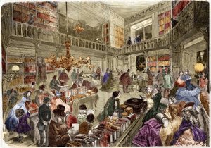 Butikken til bokhandelen Nouvelle, boulevard des italiens i Paris i 1860. av Unknown artist